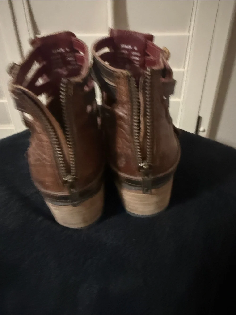 Freebird by Steven Cognac Brown Leather Ankle Booties with Strap Accents